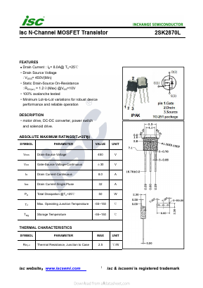 2SK2870L Datasheet PDF Inchange Semiconductor