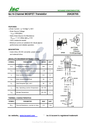 2SK2870S Datasheet PDF Inchange Semiconductor