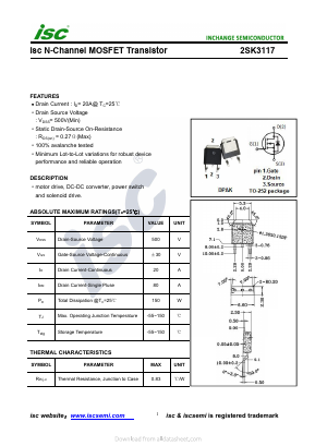 K3117 Datasheet PDF Inchange Semiconductor