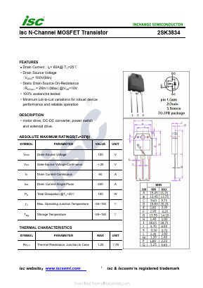 K3834 Datasheet PDF Inchange Semiconductor