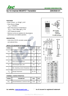K3920-01 Datasheet PDF Inchange Semiconductor