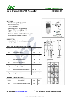 2SK3923-01 Datasheet PDF Inchange Semiconductor