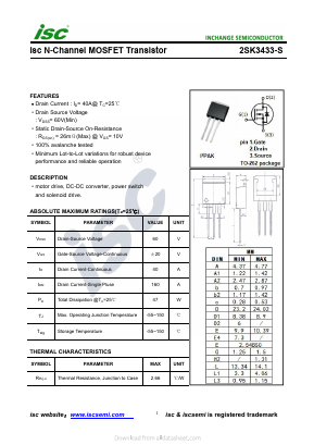 2SK3433-S Datasheet PDF Inchange Semiconductor