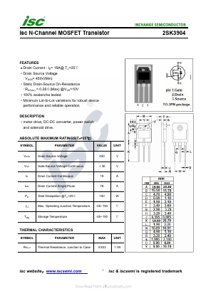 2SK3904 Datasheet PDF Inchange Semiconductor