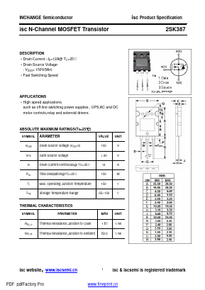 2SK387 Datasheet PDF Inchange Semiconductor
