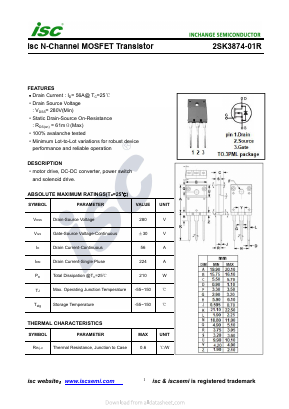2SK3874-01R Datasheet PDF Inchange Semiconductor