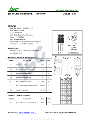 2SK3875-01 Datasheet PDF Inchange Semiconductor