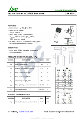 2SK3604L Datasheet PDF Inchange Semiconductor