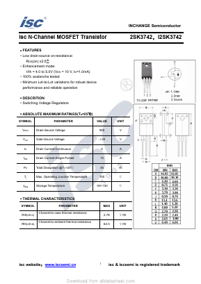 2SK3742 Datasheet PDF Inchange Semiconductor