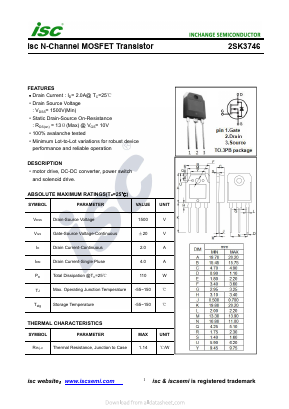 2SK3746 Datasheet PDF Inchange Semiconductor