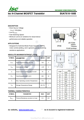 BUK7610-100B Datasheet PDF Inchange Semiconductor