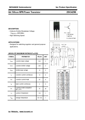 2SC4296 Datasheet PDF Inchange Semiconductor