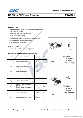 2SA1593 Datasheet PDF Inchange Semiconductor