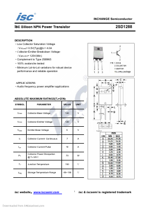 D1288 Datasheet PDF Inchange Semiconductor