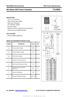 FJL6820 Datasheet PDF Inchange Semiconductor