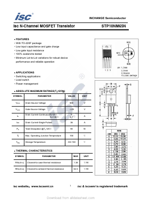 STP10NM65N Datasheet PDF Inchange Semiconductor
