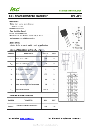 IRFSL4510 Datasheet PDF Inchange Semiconductor