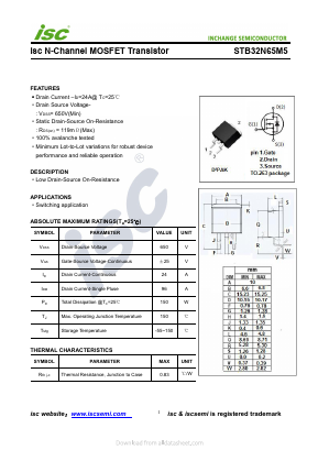 STB32N65M5 Datasheet PDF Inchange Semiconductor