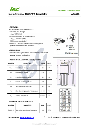 AOI418 Datasheet PDF Inchange Semiconductor