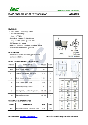 AOI4189 Datasheet PDF Inchange Semiconductor
