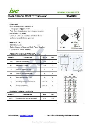 IXTA2N80 Datasheet PDF Inchange Semiconductor