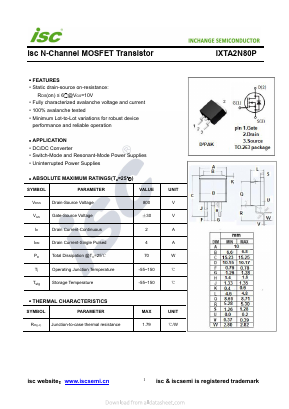 IXTA2N80P Datasheet PDF Inchange Semiconductor