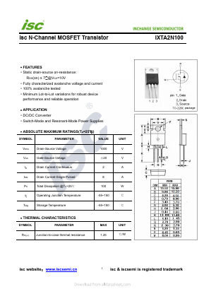 IXTA2N100 Datasheet PDF Inchange Semiconductor