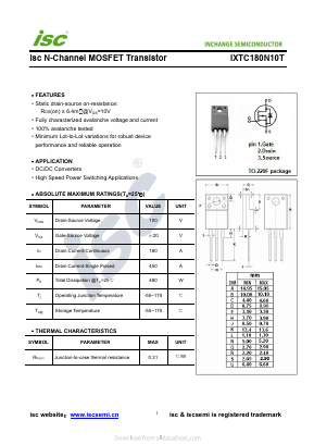 IXTC180N10T Datasheet PDF Inchange Semiconductor