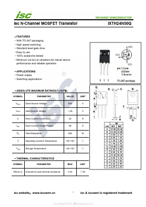 IXTH24N50Q Datasheet PDF Inchange Semiconductor