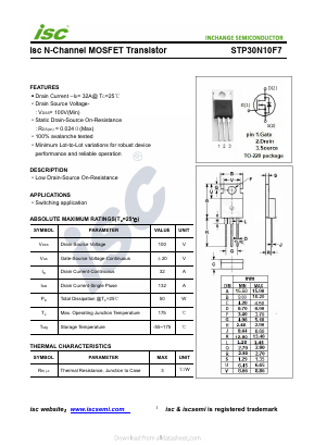 STP30N10F7 Datasheet PDF Inchange Semiconductor