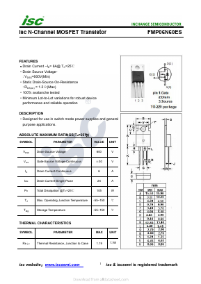 FMP06N60ES Datasheet PDF Inchange Semiconductor