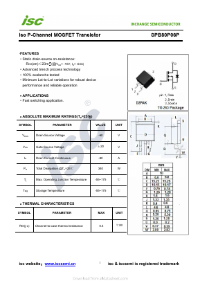 SPB80P06P Datasheet PDF Inchange Semiconductor