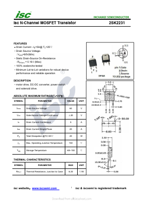 K2231 Datasheet PDF Inchange Semiconductor