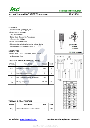 2SK2236 Datasheet PDF Inchange Semiconductor