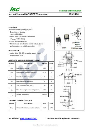 2SK2406 Datasheet PDF Inchange Semiconductor