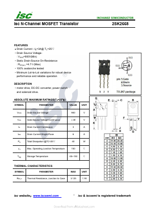 2SK2668 Datasheet PDF Inchange Semiconductor