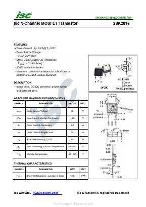 2SK2816 Datasheet PDF Inchange Semiconductor