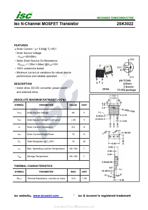 2SK3022 Datasheet PDF Inchange Semiconductor