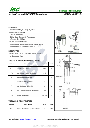 NDD04N60Z-1G Datasheet PDF Inchange Semiconductor