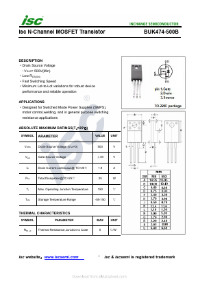 BUK474-500B Datasheet PDF Inchange Semiconductor