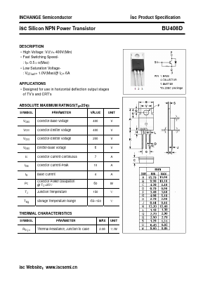 BU408D Datasheet PDF Inchange Semiconductor