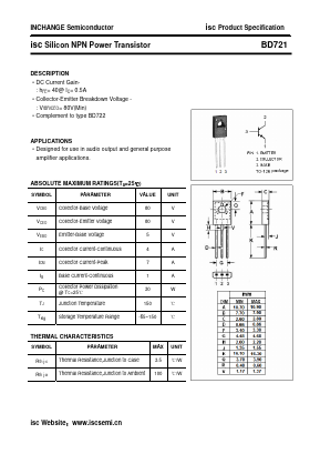 BD721 Datasheet PDF Inchange Semiconductor