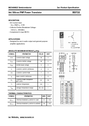 BD722 Datasheet PDF Inchange Semiconductor