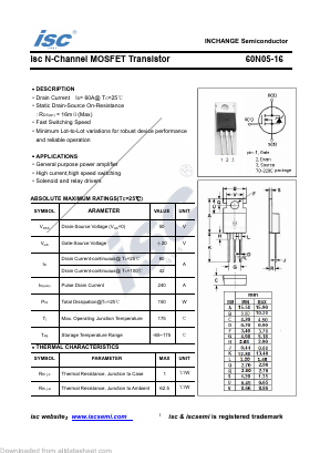 60N05-16 Datasheet PDF Inchange Semiconductor