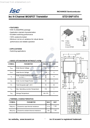 STD15NF10T4 Datasheet PDF Inchange Semiconductor
