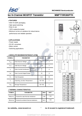 MMFT70R380PTH Datasheet PDF Inchange Semiconductor