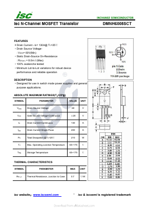 DMNH6008SCT Datasheet PDF Inchange Semiconductor