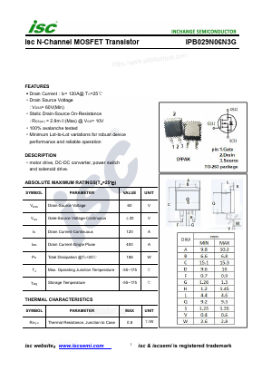 IPB029N06N3G Datasheet PDF Inchange Semiconductor