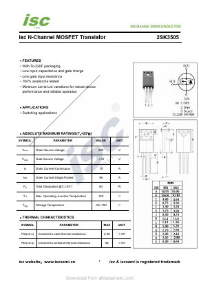 2SK3505 Datasheet PDF Inchange Semiconductor