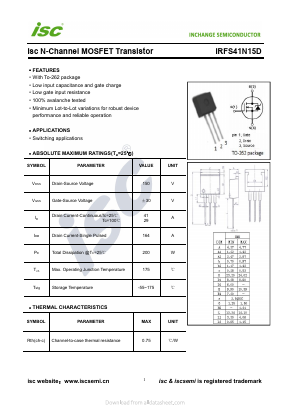 IRFS41N15D Datasheet PDF Inchange Semiconductor
